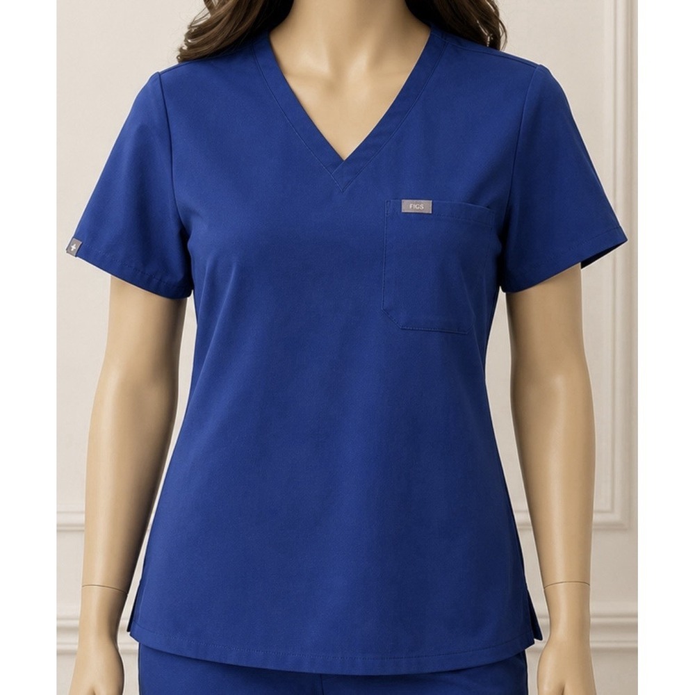 FIGS Women's Catarina Short Sleeve Size Medium M Winning Blue Scrub Top